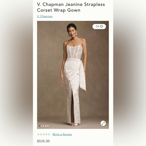 V. Chapman Dresses & Skirts - Anthropologie V. Chapman Jeanine Strapless Corset Wrap Gown